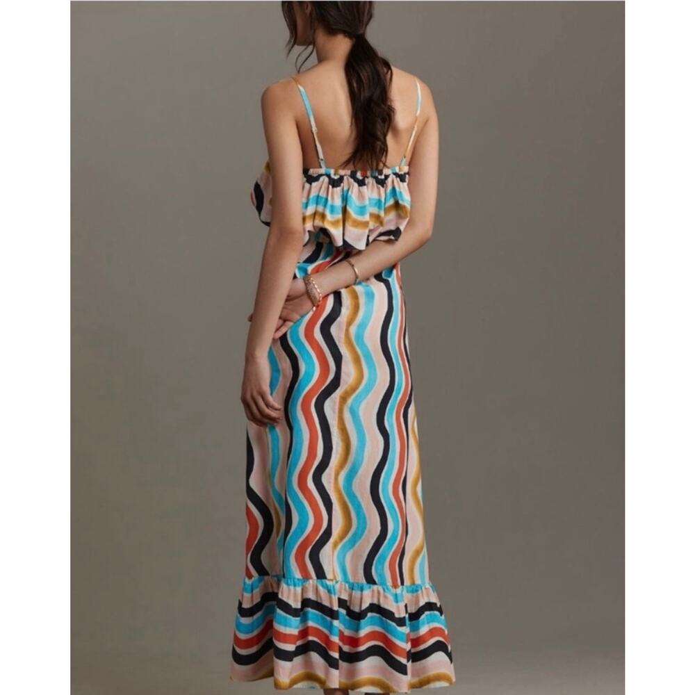 FARM Rio Ruffle Maxi Dress Med Tiered Colorful Sleeveless Boho Anthropologie - Picture 4 of 8